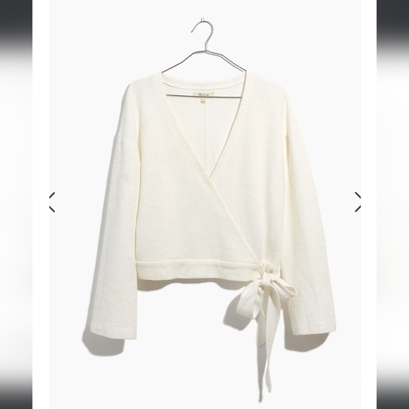 Texture & Thread Wrap Top, White Small - Picture 3 of 11